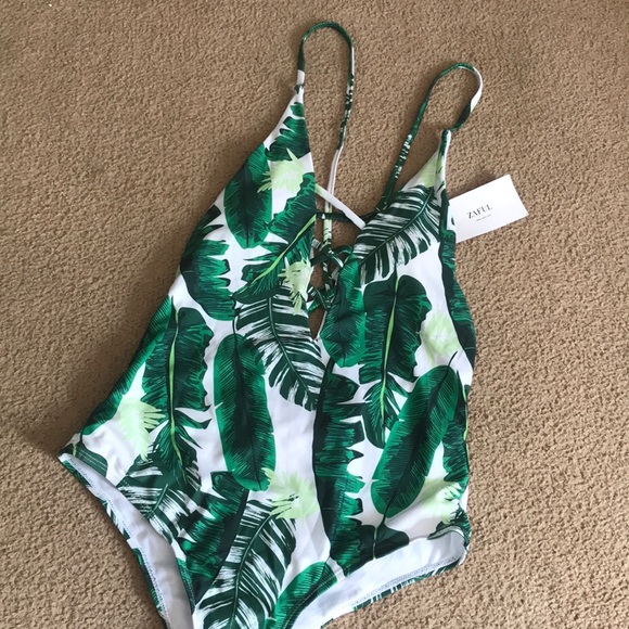 Zaful Other - Zaful leaf print one piece